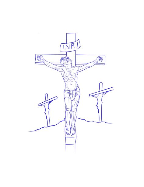 Three Crosses Tattoo Stencil, Jesus Tattoo Stencil, 3 Crosses Tattoo Design, Polka Tattoo Designs, Hahaha Joker, Trash Polka Tattoos, Aztec Tattoos Sleeve, Jesus Tattoo Design, Trash Polka Tattoo Designs