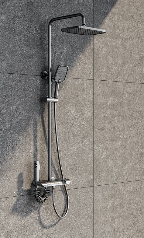 Black Chrome Wall Mount Bathroom Shower Faucet Shower Head And Handheld Sprayer Bath Rain Shower Set Stainless Steel Shower Head, Wall Mounted Shower Head, Master Shower Faucet Ideas, Bath Taps With Shower Head, Shower Faucet Ideas Bathroom Fixtures, Chrome Shower Fixtures, Shower Heads With Handheld, Rain Shower Bathroom, Shower Aesthetic