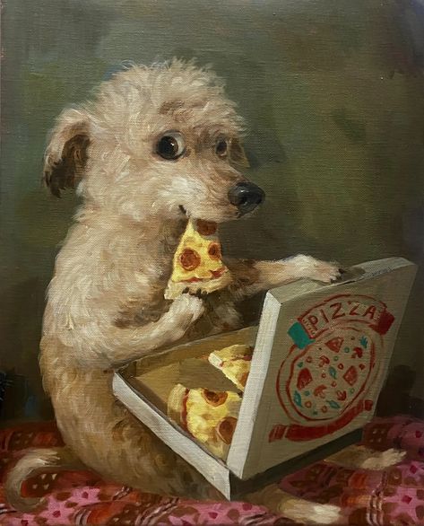 Alison-Friend-Pizza-lover Alison Friend, Pizza Painting, Vintage Pizza, Pizza Drawing, Pizza Art, Cute Pfp, Eating Pizza, Arte Peculiar, Dog Cartoon