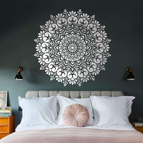 Design In Texture Stencils for Craft and Art Mandala Pattern Stencils. . . . #art #decor #home #amazonfind #interior #wallart #elegantdesign #trend #trending #homemakeover #makeover #diy #diyart #homeart #homeideas Mandala Wall Art Murals, Diy Wall Decor Aesthetic, Design Wall Painting, Ceiling Stencil, Wall Painting Stencils, Mandala Wall Stencil, Wall Stencil Designs, Design Stencils, Diy String Art