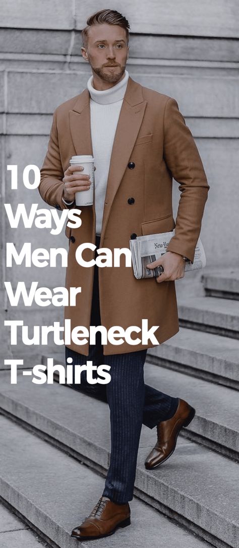 10 Turtleneck T-shirt Outfit Ideas To Look Chic This Season Turtleneck T Shirt Outfit, Turtle Neck Outfit Men, How To Wear Turtleneck, Turtleneck Outfit Men, Big Man Style, Turtle Neck Outfit, T Shirt Outfit Ideas, Turtleneck Outfits, Turtleneck Layering