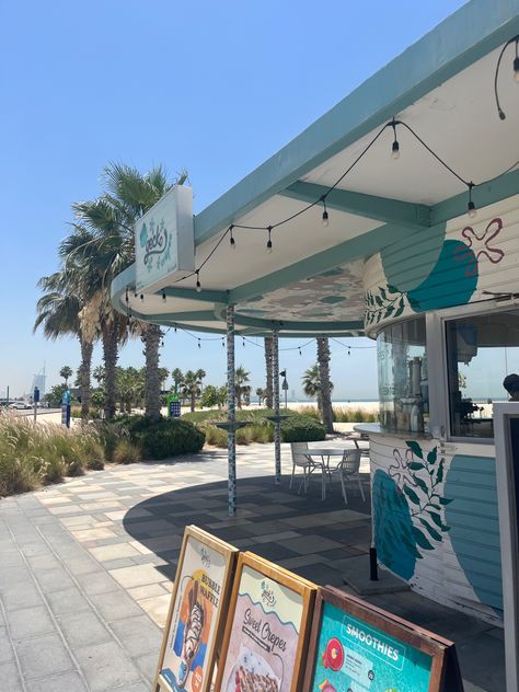 Beach Side Coffee Shop, Beach Shopping Aesthetic, Summer Cafe Aesthetic, Beach Coffee Shop Aesthetic, Beach Cafe Design, Corey Matthews, Beach Cafe Aesthetic, Coastal Coffee Shop, Cafe By The Beach