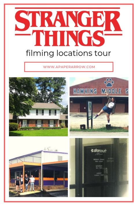 Stranger Things filming locations in and around Atlanta area. Includes map! Stranger Things Places To Visit, Stranger Things Locations, Stranger Things Location, Stranger Things Songs Playlist, Stranger Things Experience, Stranger Things Music Playlist, Stranger Things Filming Locations, Covington Georgia, Georgia Christmas