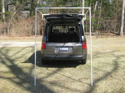 Trunk Camping Setup, Honda Element Camping, Cargo Trailer Camper Conversion, Minivan Camper Conversion, Tailgate Tent, Suv Camper, Minivan Camping, Cargo Trailer Camper, Suv Camping