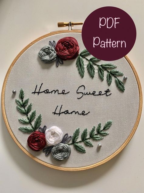 Stitches Art, Hoop Decor, Embroidery Canvas, Wreath Embroidery, Embroidery Hoop Art Diy, Home Wreath, Hand Embroidery Patterns Free, Chain Stitch Embroidery, Embroidery Diy