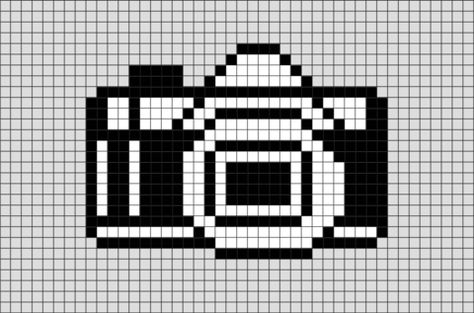 Camera Pixel Art Camera Pixel Art, Grid Design Pattern, Hama Art, Pixel Camera, Tiny Cross Stitch, Easy Pixel Art, Pixel Art Templates, Hama Beads Design, Stitching Cards