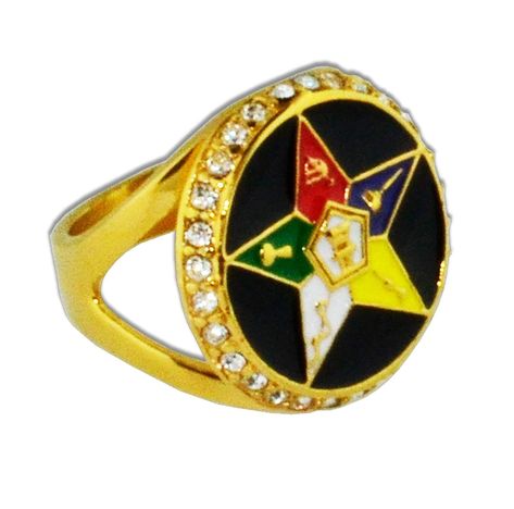 Order of the Eastern Star Ring - Gold Color Black Orb Steel Band with OES Symbol. Masonic Rings / OES Jewelry -- Many thanks for viewing our photo. (This is our affiliate link) #bandrings Eastern Star Jewelry, Masonic Gifts, Rings With Meaning, Star Rings, Masonic Jewelry, Order Of The Eastern Star, Masonic Ring, Eastern Star, White Gold Diamond Rings