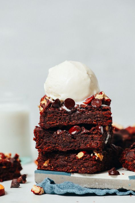 Potato Brownies, Sweet Potato Brownies, Healthy Brownies, Dairy Free Ice Cream, Minimalist Baker, Coconut Caramel, Gluten Free Brownies, Dairy Free Chocolate, Super Rich