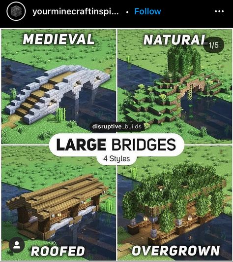 Bridges In Minecraft, Minecraft Building Guide, Case Minecraft, Minecraft Decoration, Rumah Minecraft Sederhana, Minecraft Mansion, Minecraft House Plans, Minecraft Farm, Minecraft Cottage