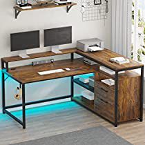 Corner Office Desk, Small Room Desk, Office Desk With Drawers, L Shaped Gaming Desk, Computer Table Design, Desk With Led Lights, Printer Storage, Desk With File Drawer, White Computer Desk