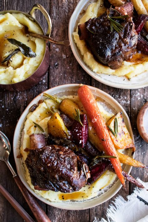 Half Baked Harvest Cider Braised Short Ribs, Braised Short Ribs Recipe, Root Vegetables Recipes, The Original Dish, Whipped Potatoes, Short Ribs Recipe, Organic Meat, Happy Autumn, Roasted Root Vegetables