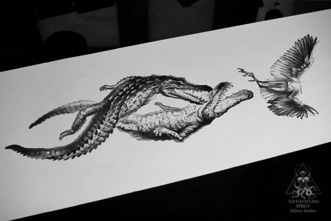 Koi Fish Drawing Tattoo, Alligator Tattoo, Crocodile Tattoo, Blackout Tattoo, Creepy Tattoos, Classy Tattoos, Tattoo Art Drawings, Nature Tattoos, Pretty Tattoos