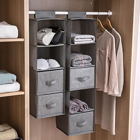 Organiser Son Dressing, Ikea Regal, Hanging Wardrobe, Hanging Closet Organizer, Closet Shelf Organization, Úložný Box, Diy Wardrobe, Wardrobe Room, Hanging Closet