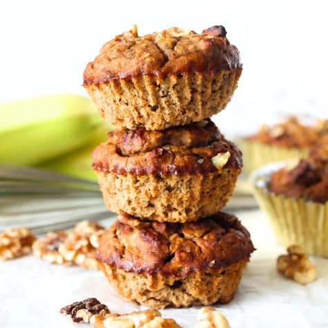 By using high fibre ingredients such as oat fibre and chia seeds, these oat fiber banana muffins remain low in carbs, gluten free, dairy free and delicious. Low Calorie Banana Muffins, Low Carb Banana Muffins, High Fiber Muffins, Fiber Muffin, Low Calorie Muffins, Low Sugar Muffins, Muffins Protein, Banana Protein Muffins, High Protein Muffins