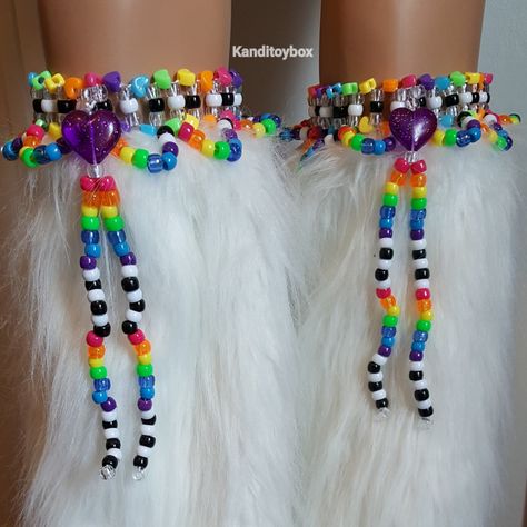 Kandi Garter, Rotator Cuff Kandi, Kandi Harness, Kandi Cuff Ideas, Kandi Projects, Kandi Kids, Kandi Rave, Y2k Scene, Kandi Inspo