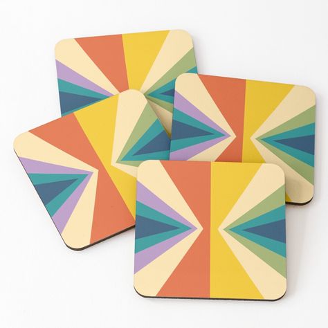 Retro Sunburst Optical Illusion by IkonolexiArt | Redbubble Painted Coasters, Colour Pallets, Coaster Art, Sun Rays, Optical Illusion, Retro Color, Color Pallets, Optical Illusions, Top Artists