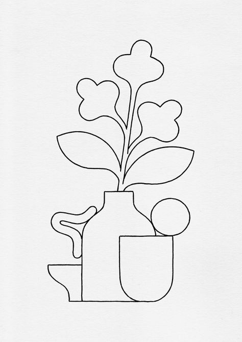 Flower In A Vase, 심플한 그림, 동화 삽화, Simple Illustration, Line Illustration, Painting Illustration, Graphic Design Illustration, Graphic Illustration, Digital Illustration