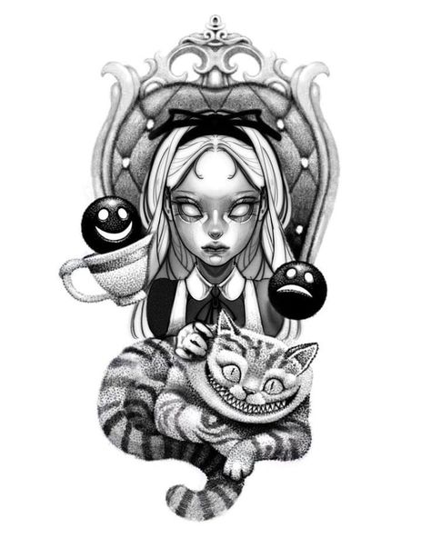 Alice In Wonderland Tattoo, Alice And Wonderland Tattoos, Chicano Tattoos Sleeve, Alice In Wonderland Drawings, Wonderland Tattoo, Tattoo Now, Dark Art Tattoo, Tattoo Portfolio, 3d Tattoo