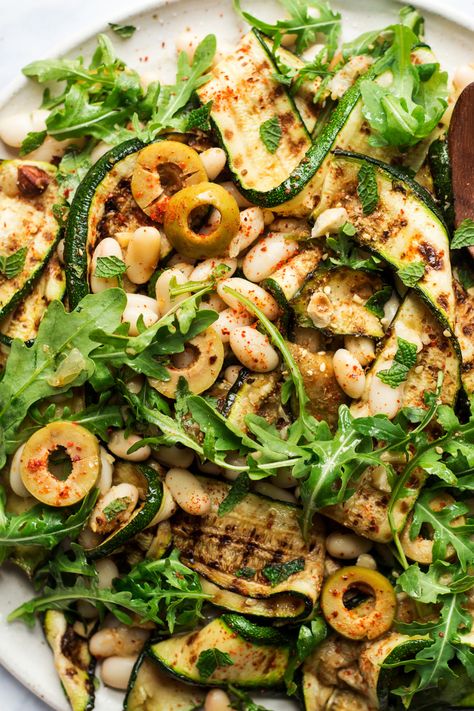 Grilled zucchini salad - Lazy Cat Kitchen Grilled Zucchini Salad, Bring To A Bbq, Vegetarian Grilling, Lazy Cat Kitchen, Zucchini Feta, Cat Kitchen, Dandelion Jelly, Zucchini Salad, Zucchini Muffins