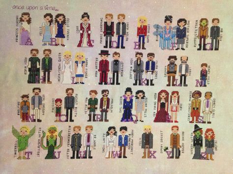 Fangirl Stitches: It's a Finish! Once Upon A Time Sampler Character Alphabet, Done And Dusted, Alphabet Cross Stitch, Cross Stitch Projects, Witches Brew, Tv Characters, Dr Who, Firefly, The Doctor