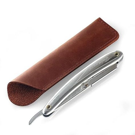 Amazon.com: Straight Razor Case, Genuine Cowhide Leather Straight Razor Cover, Barber Straight Razor Holder, Travel Razor Case (Cognac) : Handmade Products Barber Straight Razor, Travel Razor, Razor Holder, Straight Razor, Popular Products, Handmade Products, Cowhide Leather, Cognac, Fashion Shoes