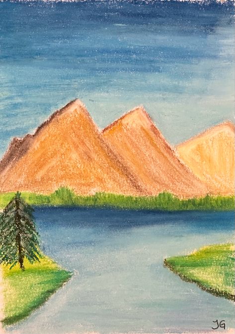 Scenery Easy Drawing, Watercolor Landscapes Easy, Landscape Drawings Easy, Colour Pencil Drawing Easy, Landscape Drawing Easy, Easy Scenery Drawing, Colored Pencil Art Projects, Oil Pastel Drawings Easy, Pencil Drawings For Beginners