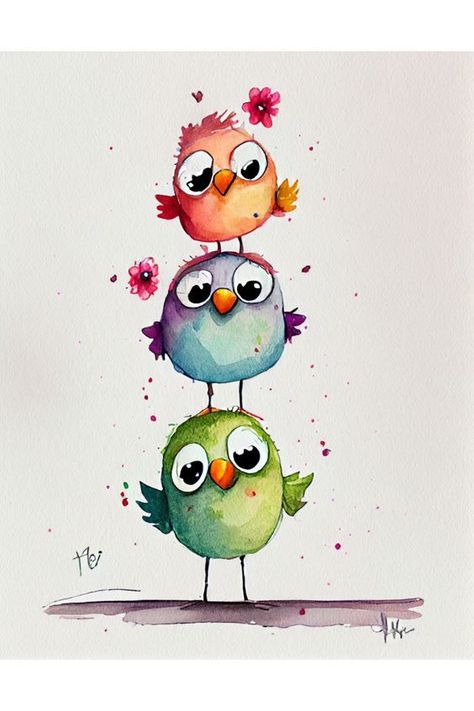 Bring some joy to any child's room with this stunning Magical Funny Bird Decor Set Wall Art Print. This Cute Birds Nursery Art Set Print is a high-quality digital download that is the perfect addition to your children's room watercolor decor or makes the perfect unique gift. The vibrant colors are captured in a unique and creative way, creating a one-of-a-kind piece of abstract art. Simply download, print, and frame - it's that easy! Bird Nursery Decor, Whimsical Art Paintings, Watercolor Birds, Cute Nursery, Watercolor Paintings For Beginners, Diy Watercolor Painting, Wall Art Watercolor, Watercolor Flower Art, Watercolor Art Lessons