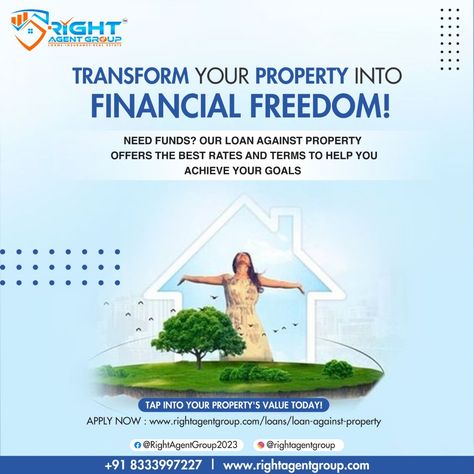 🏡💰 Transform Your Property into Financial Freedom! 💰🏡 Need funds? Our Loan Against Property offers the best rates and terms to help you achieve your goals. Tap into your property's value today! Apply Now : https://rightagentgroup.com/loans/loan-against-property 👉 Right Agent Group 📞 Contact us 8333997227 🌐 Visit: www.rightagentgroup.com Start your journey today: rightagentgroup.com/loans/home-loan #rightagentgroup #personalloan #loan #loans #businessloan #finance #property #PersonalLoans... Loan Against Property Ads, Loan Against Property Creative Ads, Home Loan Creative Ads, Loan Creative Ads, Property Ads, Property Ad, Business Loans, Creative Ads, Personal Loans