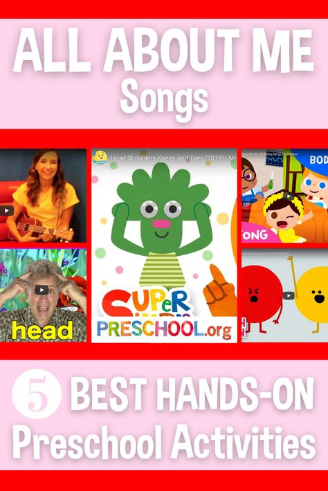 The 5 Best SONGS for ALL ABOUT ME Preschool Theme Best Preschool Songs, All About Me Preschool Songs, Preschool All About Me Science, All About Me Songs For Toddlers, All About Me Songs Preschool, All About Me Theme For Toddlers, All About Me Songs, All About Me Toddler Theme, Preschool All About Me Activities