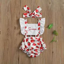 Strawberry Romper, Baby Valentines Outfit, Baby Ruffle Romper, Strawberry Outfit, Strawberry Baby, Summer Baby Shower, Summer Baby Clothes, Baby Shower Outfit, Cake Smash Outfit