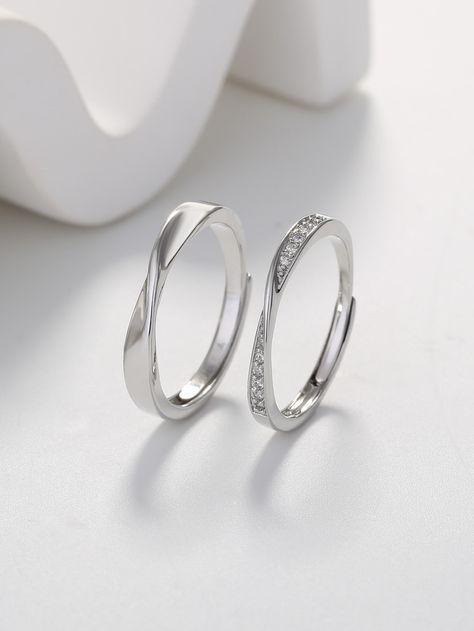 Silver Rings Couple, Couple Ring Silver, Silver Couple Rings, Couples Ring, Silver Couple Rings Simple Design Gift, Cheap Silver Couple Rings, Cheap Minimalist Silver Couple Rings, Silver Minimalist Couple Rings With Polished Finish, Couple Ring