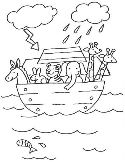 Szenen aus der Bibel: Arche Noah zum Ausmalen Preschool Bible Lessons, Bible Story Crafts, Farm Animal Coloring Pages, Bible Verse Coloring, Bible Coloring Pages, Kids Coloring Book, Bible Coloring, Free Bible, Rock Painting Art