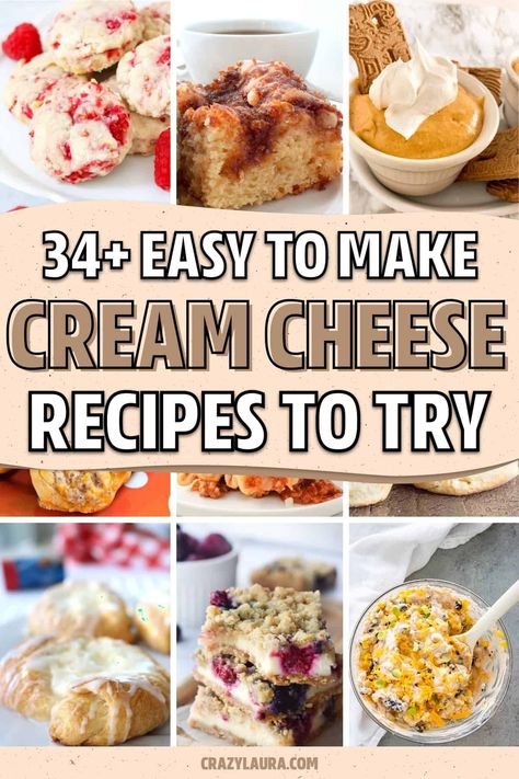 Block Of Cream Cheese Recipe, Ways To Use Cream Cheese, Recipes That Use Cream Cheese, Cream Cheese Recipes Savory, 4 Oz Cream Cheese Recipes, Dessert Using Cream Cheese, Desserts With Cream Cheese, Easy Cream Cheese Recipes, Cream Cheese Desserts Easy