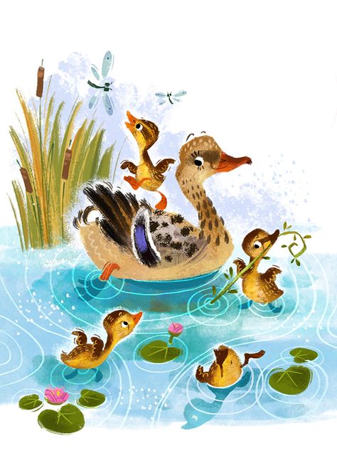 Book Illustration Layout, Book Illustration Design, Duck Illustration, Story Books Illustrations, 동화 삽화, Farm Fun, Duck Art, Cute Animal Illustration, Picture Books Illustration