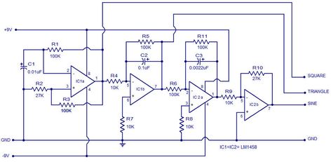 THE SIMPLEST FUNCTION GENERATOR BUILT ON a BREADBOARD Function Generator, Sine Wave, Circuit Diagram, Electronics Circuit, Diy Electronics, Guitar Effects, Electronics Projects, Power Supply, Circuit