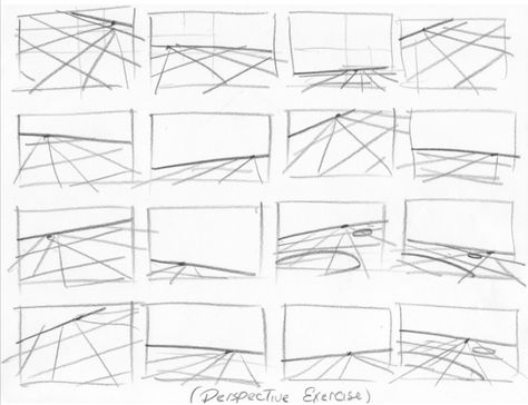 Perspective Shots Drawing, Perspective Art Practice, Perspective Reference Landscape, Perspective Drawing Exercise, Planes In Perspective, Wide Perspective Drawing, Perspective Grid Drawing, Perspective For Storyboard, How To Perspective