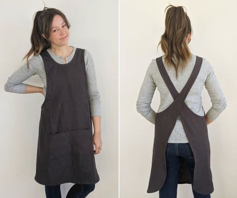 Free Apron Patterns, Free Apron Pattern, Apron Pattern Free, Pocket Placement, Hey June, Apron Patterns, Japanese Apron, Diy Apron, Cross Back Apron