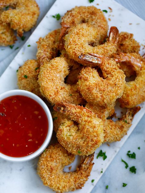 Crunchy Baked Coconut Shrimp - Cookin' with Mima Baked Coconut Shrimp Recipe, Oven Baked Shrimp, Coconut Shrimp Recipe, Baked Coconut Shrimp, Baked Shrimp Recipes, Baked Coconut, Crispy Baked Potatoes, Fresh Shrimp, Honey Garlic Salmon