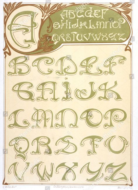 Art Nouveau Alphabet Letters, Art Nuvo Font, Art Nouveau Numbers Font, Art Nouveau Reference, Art Nouveau Font Alphabet, Art Nouveau Calligraphy, Art Neauveau Font, Art Nouveau Style Illustration, Art Nouveau Typeface