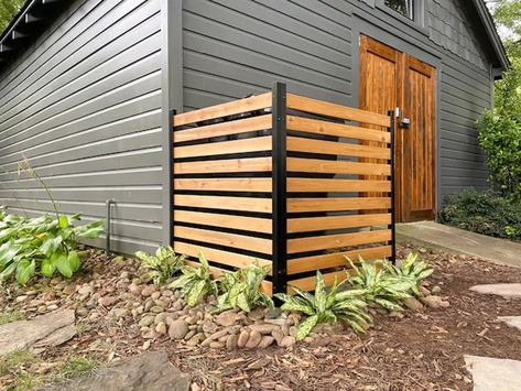 7 Ideas for How to Hide an AC Unit Outside and What You Need to Do It Fence To Hide Ac Unit, Ideas To Hide Ac Unit Outside, Ac Enclosure Ideas, Diy Ac Screen, Covering Ac Unit Outdoor, Ac Unit Fence, Ac Wall Unit Cover Up, How To Hide Ac Unit Outside, Landscaping Around Ac Unit