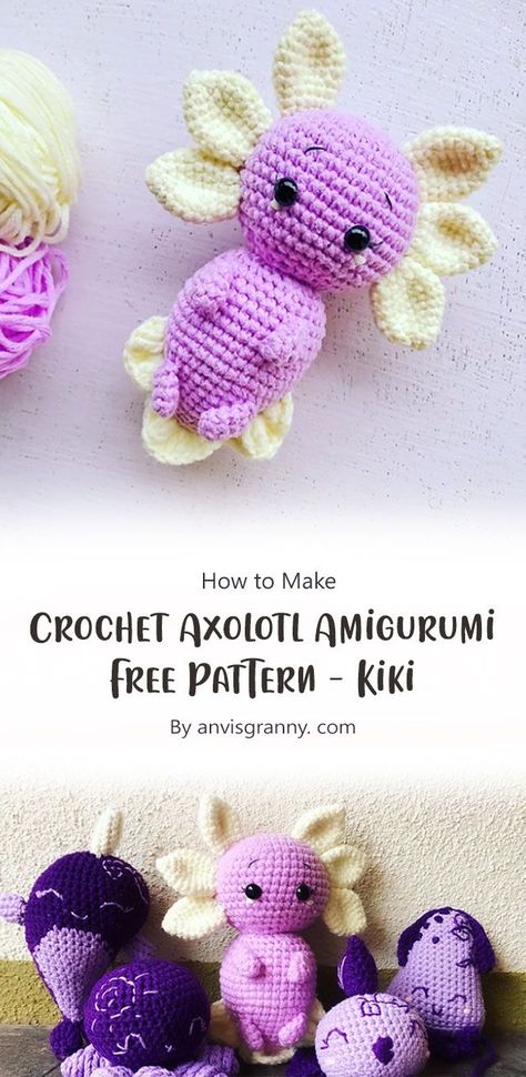 The pattern is easy to follow and features step by step instruction so anyone can make this cute axolotl. Crochet Axolotl Pattern, Axolotl Pattern, Cute Crochet Amigurumi, Crochet Axolotl, Crochet Craft Fair, Cute Axolotl, Easy Crochet Animals, Crochet Stitches Guide, Animal Knitting Patterns