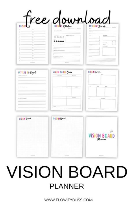 Vision Journal Ideas, Printable Vision Board Template, Vision Board Worksheet, Free Vision Board Template, Vision Journal, Vision Board Journal, Free Vision Board, Vision Board Planner, Vision Board Printables Dream Journal Template Free Printable, Vision Binder Ideas, Goal Setting Template Free Printable, 2025 Goals Template, Vision Board Printables Free, Vision Board Template Free Printable, Goodnotes Template Free Study, Vision Journal Ideas, Printable Vision Board Template