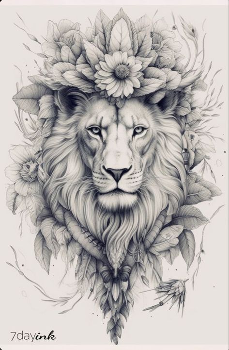 Lion Tattoo With Flowers, Leo Lion Tattoos, Chest Tattoo Female Upper, Lion And Lioness Tattoo, Lion Back Tattoo, Lioness Tattoo Design, Female Lion Tattoo, Lion Art Tattoo, Lioness Tattoo