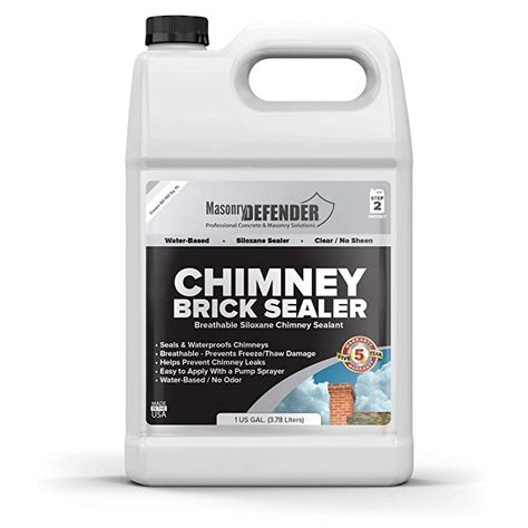 Chimney Brick Sealer, Clear Water-Based Siloxane Sealer - Breathable Water Repellent for All Exterior, Vertical Masonry Surfaces, 1 gal - - Amazon.com Brick Sealer, Concrete Cleaner, Brick Fireplaces, Interior Brick, Stone Chimney, Concrete Sealer, Brick Chimney, Cultured Stone, Paint Supplies