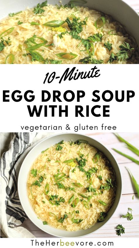 Recipe With Leftover Rice, Vegetarian Rice Recipes, Leftover Rice Recipes, Vegetarian Fried Rice, Soup With Rice, Vegetarian Gluten Free, Quick Lunch Recipes, Rice Soup Recipes, Quick Vegetarian Meals