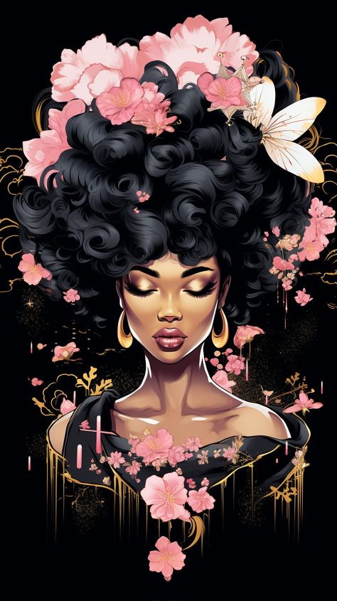 Black Artwork Wallpaper, Afrocentric Art Goddesses, Black Woman Wallpaper, Feminism Art, Natural Hair Art, Black Woman Artwork, Black Art Painting, Black Love Art, Black Art Pictures