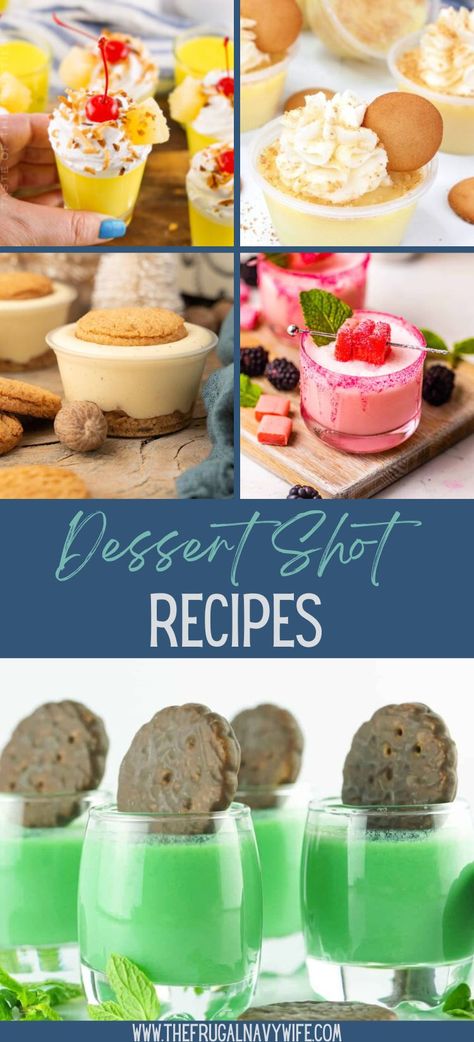 Dessert shots are a fun and creative way to enjoy your favorite sweet treats and can be made with a variety of ingredients and flavors. #dessert #shots #roundup #frugalnavywife #dessert #homemade | Dessert Shooters | Recipes | Roundup | Homemade | Dessert | Crispy Crunch Shooter, Shooters Recipes Dessert, Jarcuterie Ideas, Desserts With Alcohol, Dessert Shooters Wedding, Dessert Shots Recipes, Desserts Shooters, Desert Shooters, Desserts In Shot Glasses