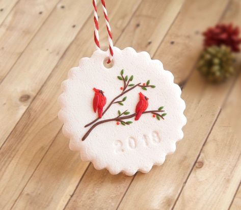 Special ornaments for this Christmas. Mother Christmas, Clay Christmas Decorations, Mother Bird, Cardinal Ornaments, Dough Ornaments, Polymer Clay Ornaments, Christmas Clay, Polymer Clay Christmas, Christmas Calendar