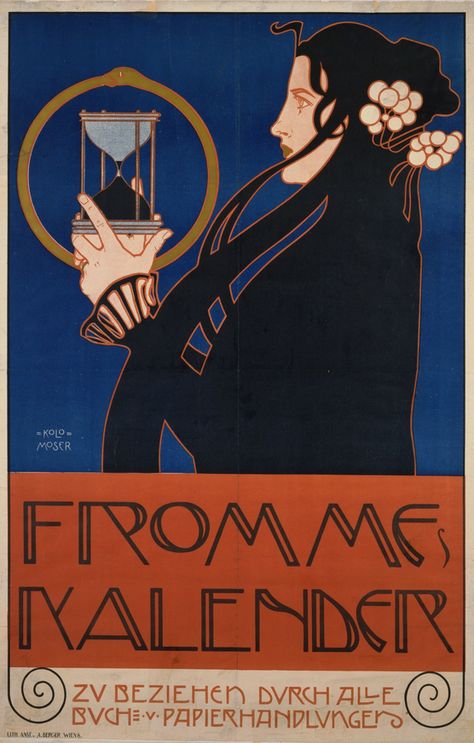 Poster by Koloman Moser (1868–1918, Austrian), 1903, Fromme Kalender, Wien. Edmund Dulac, Koloman Moser, Vienna Secession, Calendar Poster, Bel Art, Art Nouveau Poster, Piet Mondrian, Alphonse Mucha, Wassily Kandinsky