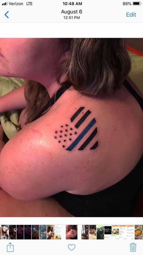 Blue Line Flag Tattoo Women, Police Mom Tattoo, Police Wife Tattoo, Police Officer Tattoo, Blue Line Tattoo, Cop Tattoos, Law Enforcement Tattoos, Spouse Tattoos, Support Tattoo